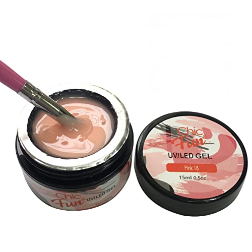 Acrigel Fibra de Gel LED UV para Alongamento de Unhas, 15g, Chic & Fun (Pink 18, x 1un)