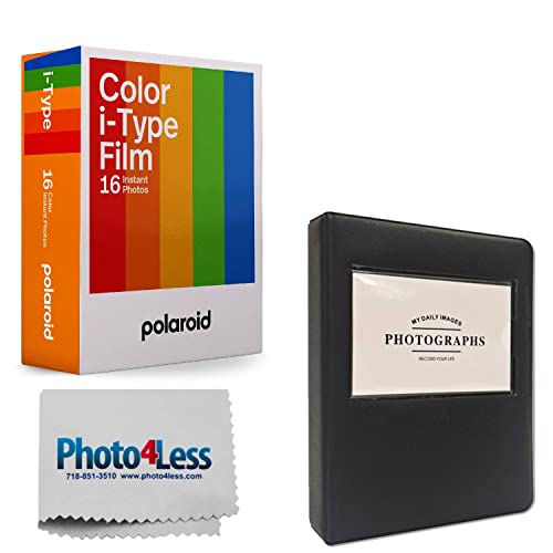 Polaroid Color Instant Film for i-Type - Double Pack (16 Sheets) + Black Album for Polaroid Film