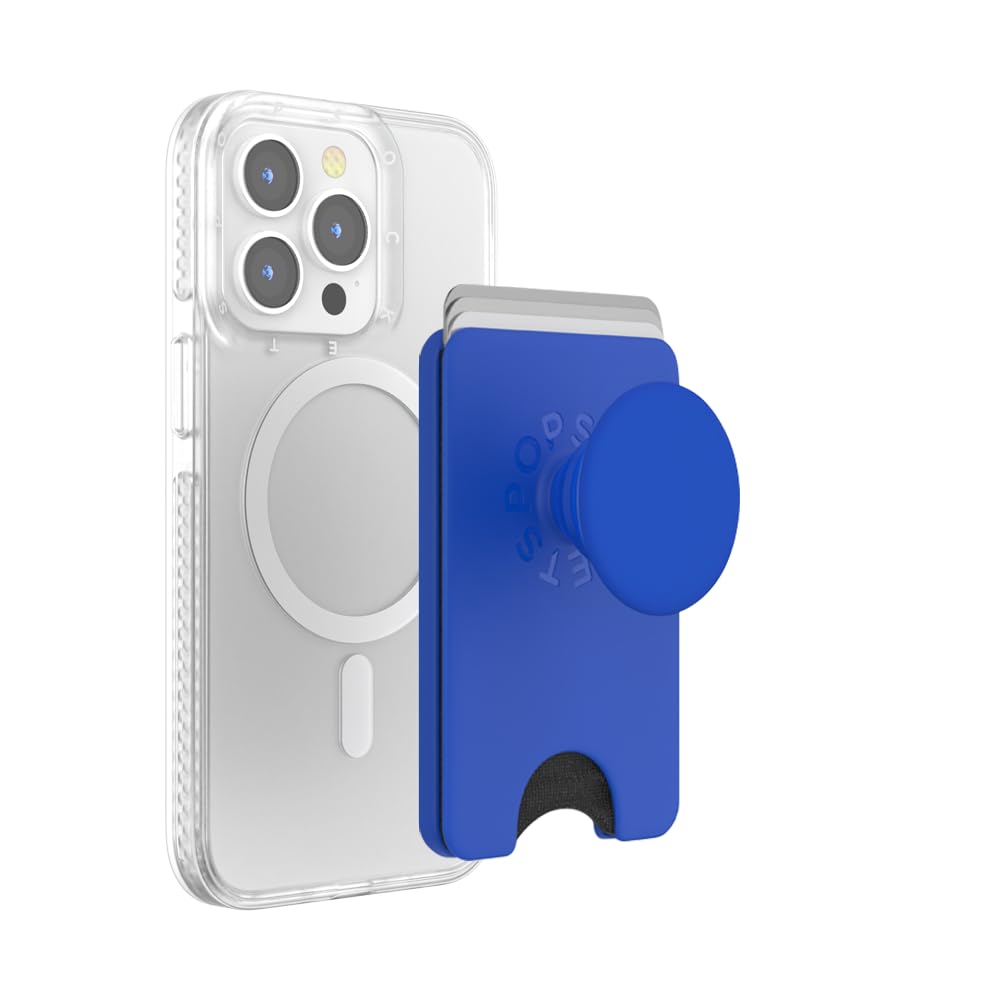 PopSockets Phone Wallet for MagSafe, Phone Card Holder with Grip, Blue - Cobalt
