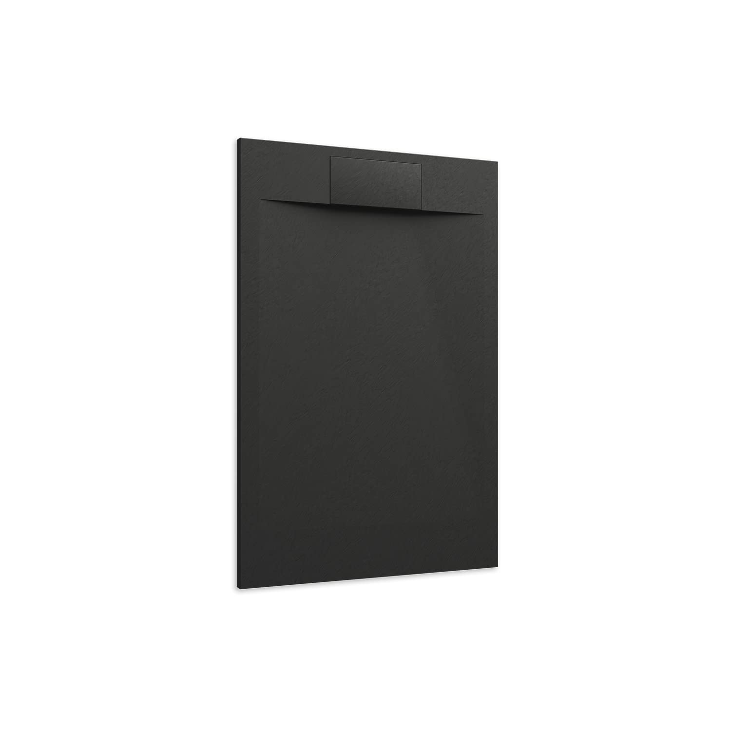Piatto Doccia 70x90 Nero Effetto Pietra Mod. Cosmos Rettangolare in Vetroresina SMC Riducibile Piletta Inclusa e Cover In Tono Parama