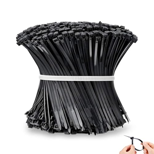100 Pack Cable Ties, Small Nylon Plastic Self Locking Zip Ties Wraps, Long Heavy Duty with 40lbs, Indoor&Outdoor Use, Cable Management, Wires, Office, Garden, Christmas (Black, 100mm x 4.0mm)