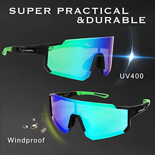 Chaesow Cycling Glasses Polarized, Uv400 Cycling Sunglasses Mens Womens With 3 Interchangeable Lenses And Tr90 Frame, Baseball Sunglasses, Driving Fishing Golf Sport Running Sunglasses #TOP5