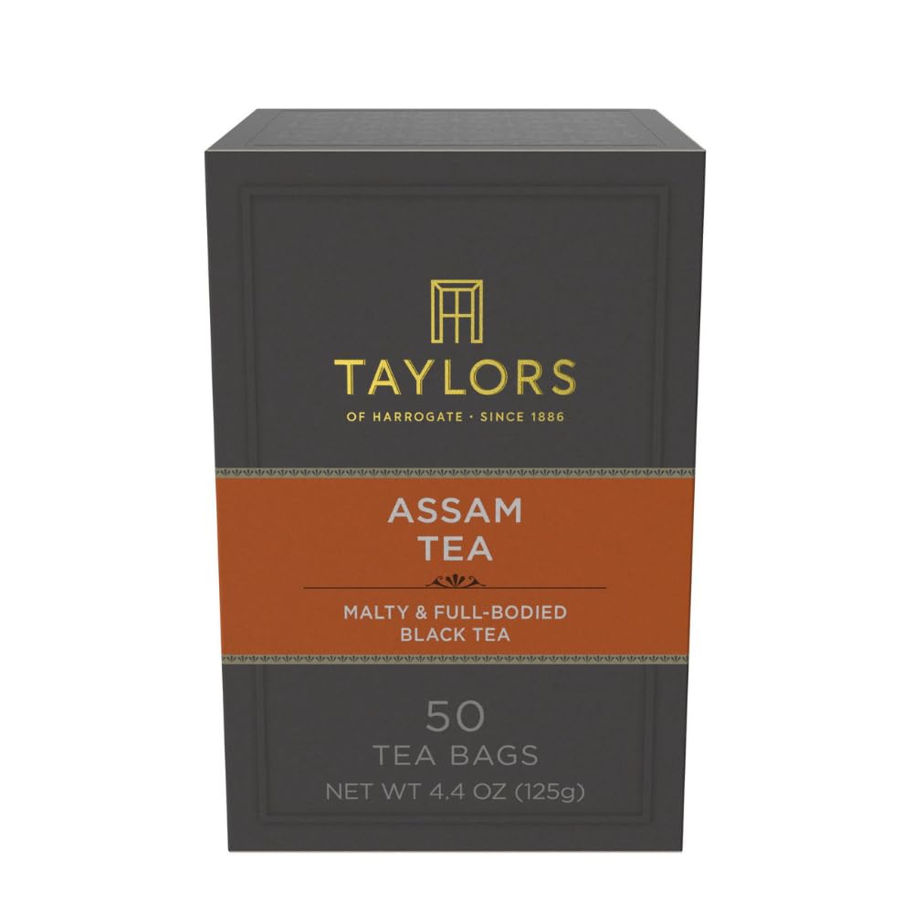 Taylors of Harrogate Assam, Black Tea, Pillow Tea Bags, 50 Count (Pack of 1), Full-bodied, Satisfying & Malty, Caffeinated, Enjoy Hot or Iced, 50 Teabags