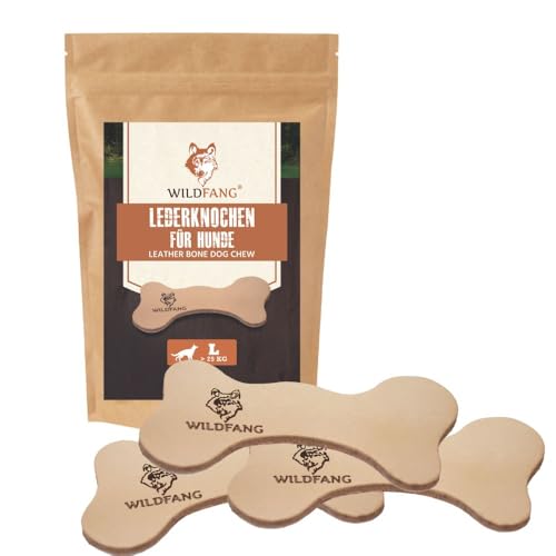 Wildfang® Hundespielzeug aus Leder, Groß – Weiches Kauspielzeug & Kauknochen Hund für sanfte Kauer...