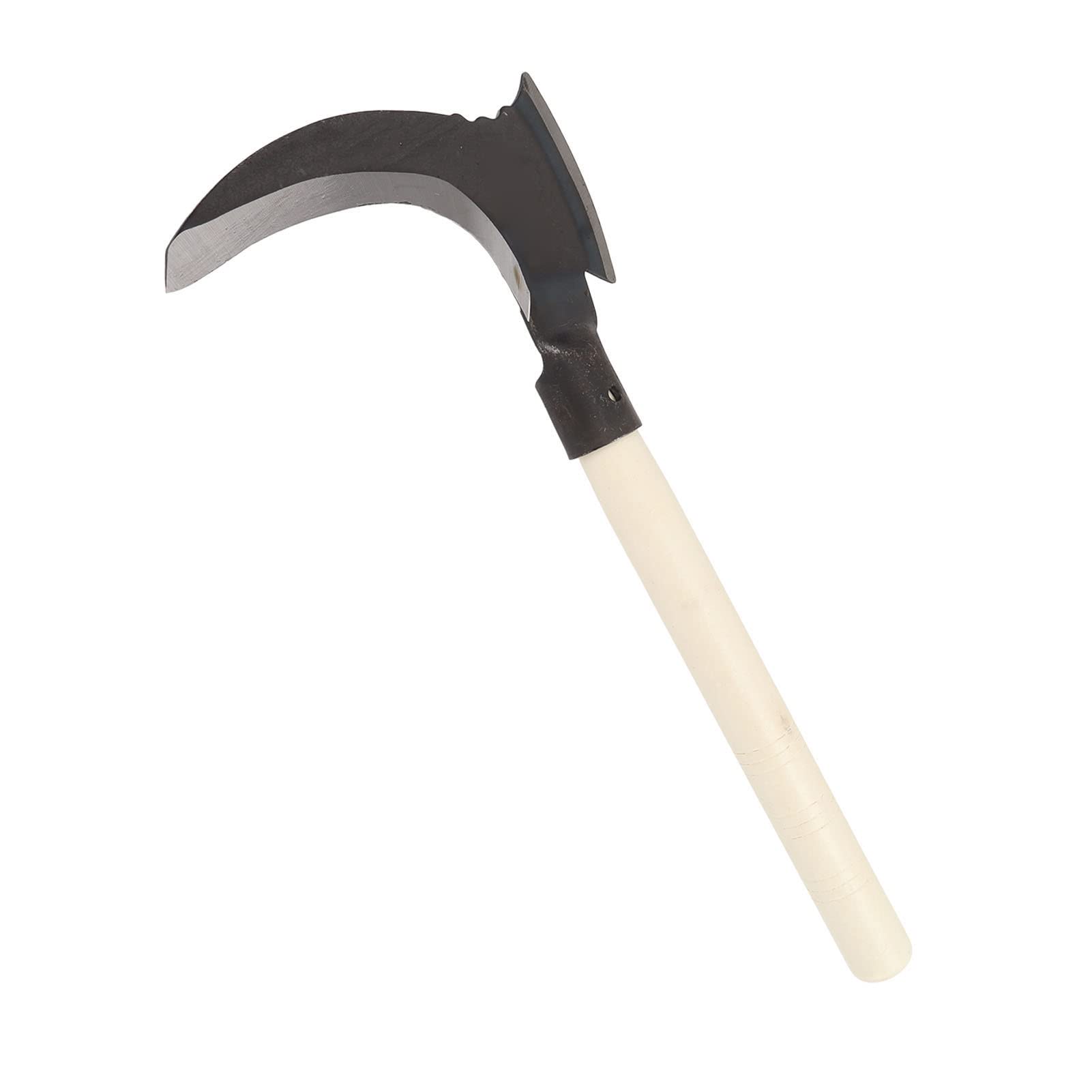 Doble guadaña de Acero al manganeso, Cuchillas afiladas Dobles, Cortador de césped Multifuncional, Herramienta de jardín (Cabezal de Corte único, Palo de Madera)