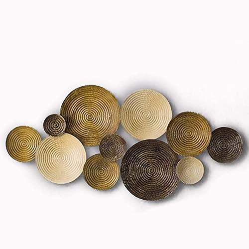 Decoración de Pared,Decoración artística de pared de Metal redonda geométrica creativa, escultura artística de pared de Metal tridimensional moderna, tapices de pared de hierro forjado