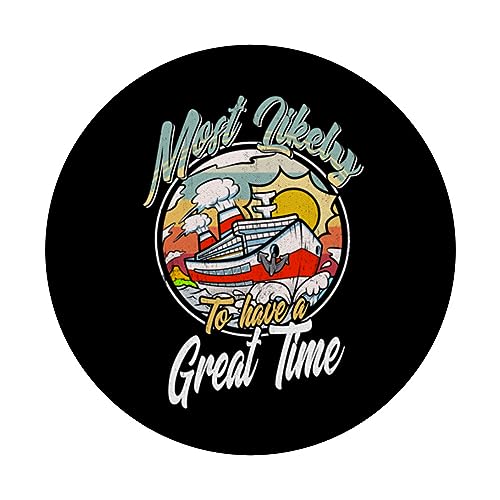 Cruise Crew Most Likely to Have a Great Time Matching PopSockets Swappable PopGrip, Black - Image 3