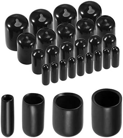 uxcell 40pcs Round Rubber End Caps 1/8" 1/4" 3/8" 1/2" Black Vinyl Cover Screw Thread Protectors Assortment Kit(3mm 6mm 9mm 12mm)