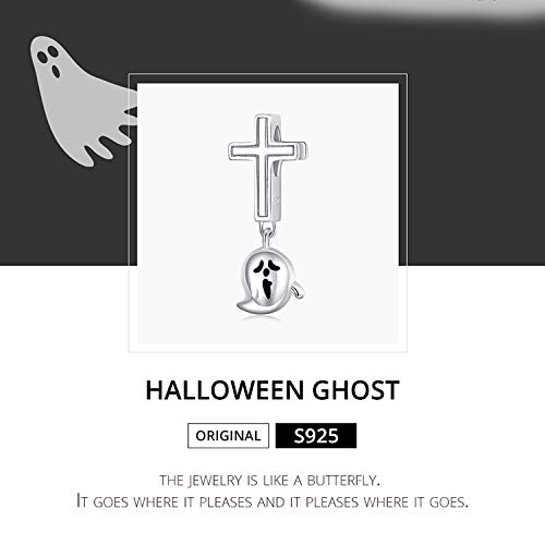 Halloween Ghost Charm Skull Charm 925 Sterling Silver Black Cat,Haunted House, Pumpkin Charm Fit Pandora Style Bracelet,Gifts for Halloween 6