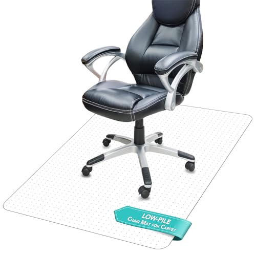 Thickened Chair Mat for Carpet- Low Pile Carpet Protector for Office Computer Desk Chair. Heavy Duty Desk Chair Mat for Carpeted Floors. Clear (Rectangular, 3mm Thick- 48x36)