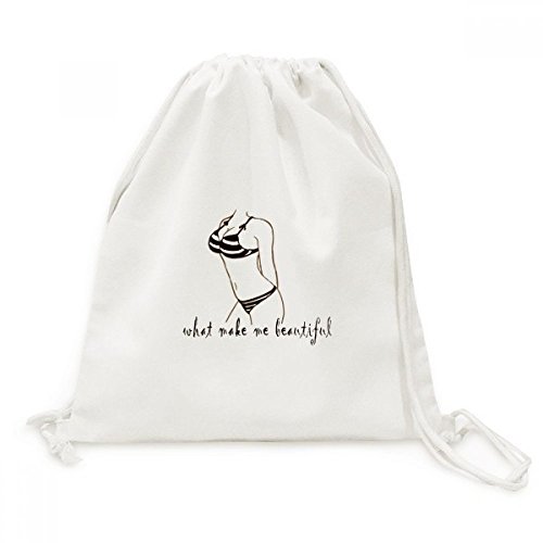 Sac voyage cordon toile noire illustration bikini idéal pour le shopping