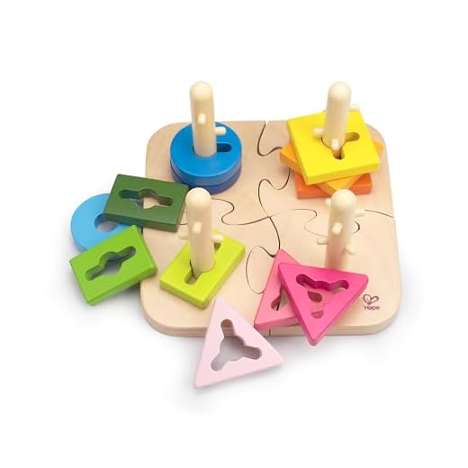 Hape E0411 - Kreatives Steckpuzzle, Motorikspielzeug, aus Holz, ab 18 Monate