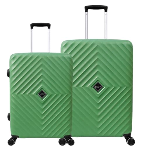 Image of VIP Polypropylene (PP) Quad Active 8 Spinner Wheels Trolley Bags for Travel, Hard Case Lightweight Bag with Combination Lock, Tough Suitcase for Travel (Green) (2P Set | (55+65) | (Cabin +Check in))