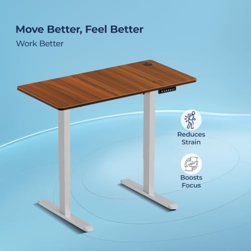 Image of The Sleep Company AeroPro Electric Height Adjustable Desk | Ergonomic WFH Table | 4 Memory Presets | Wireless Charging | 2 Yr Warranty | 1600x700 Top | Free Installation | Wooden & White