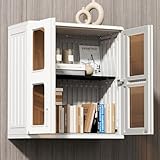 ZZM Armario de pared de resina con doble puerta, ventana