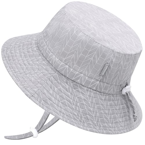 Image of FUOITA UPF 50+ Baby Sun Hat Baby Bucket Hat with Strings Summer Sun Protection Infant Sun Hat Toddler Beach Hat for Kid