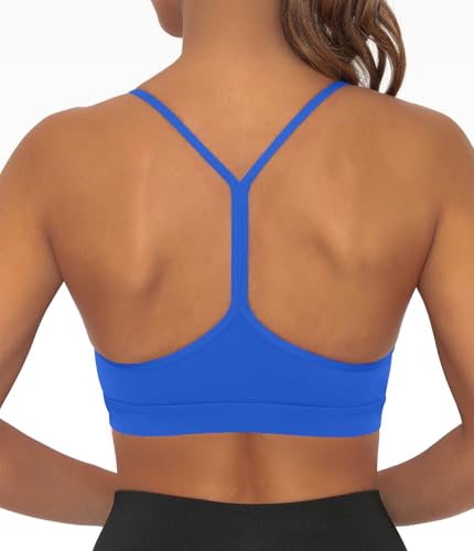 Image of Comper Y Back Sports Bra for Women Low Impact Racerback Workout Bras Sexy Thin Straps Yoga Bras with Removable Pads