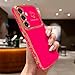 LCHULLE for Samsung Galaxy S23 FE Case for Women Girls, Cute Wave Frame Curly Shape with Love Heart Raised Camera Protection Cover Luxury Plating Shockproof Phone Case for Galaxy S23 FE, Hot Pink