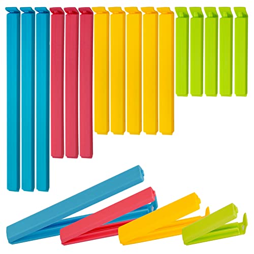 16 Pcs Food Clips For Food Storage Bags - 4 Assorted Sizes & Colors Freezer And Microwave Compatible Food Bag Clips Reusable Bag Clips For Food Storage Plastic Bag Sealers Airtight (Pack Of 16)