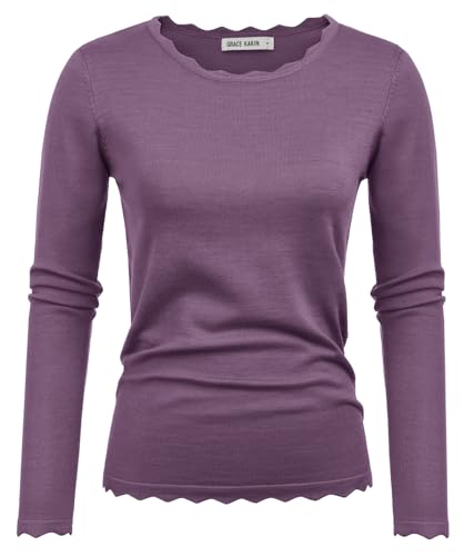 Image of GRACE KARIN Women's High Stretchy Long Sleeve Pullover Sweater Blouse Top