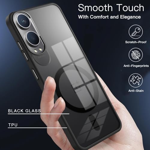 Image of KARWAN Translucent Hybrid Back Case Cover Compatible with Oneplus Nord CE 4 Lite Shockproof Case with Camera Protection, N52 Magnet Cover Case with Magnetic MagEaze Wireless Charging Cover (Black)