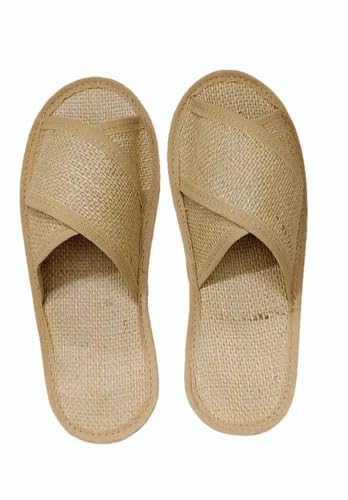 Sassyvilla Reusable Jute Slippers Non Slip Closed-Toe Style Soft Washable Unisex Disposable Slippers Footwear For Home Guest Hotel Travelling House Spa Salon