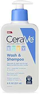 CeraVe Baby Wash & Shampoo | 2-in-1 Tear-Free Baby Wash for Baby Skin & Hair | Fragrance, Paraben, Dye, Phthalates & Sulfate Free for Baby Bath | Baby Soap with Vitamin E | 8 Ounce