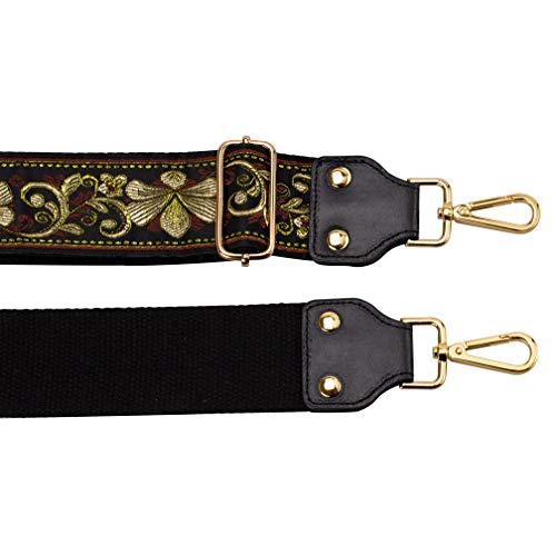 Adjustable Replacement Crossbody Strap Purse Guitar Style Jacquard Woven Embroidered Handbag Straps (Vintage Flower)4