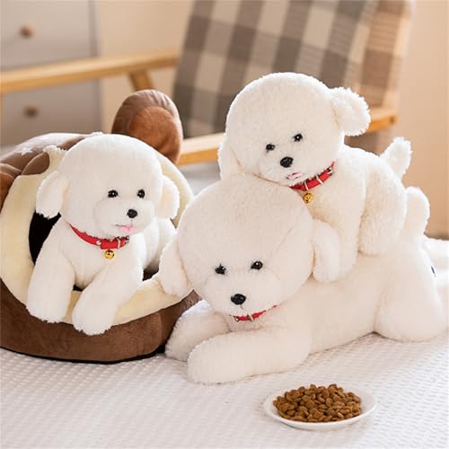 Bichon Frise Kuscheltier,Weiches Stofftier Simulation Stehendes Liegend,Pudel Kuscheltier Weiss,Realistisch Teddy Dog, Für Die Heimdekoration Geburtstagsgeschenke Geschenk Kinder (30cm,Stehen)