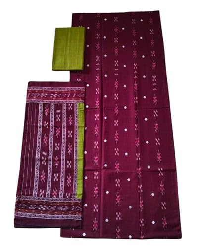 Image of Odisha Sambalpuri Handloom Woman's Pure Cotton Handloom Dress Material With Dupatta Bottom Wear 3 Pic Set Sambalpuri dress material Unstitched