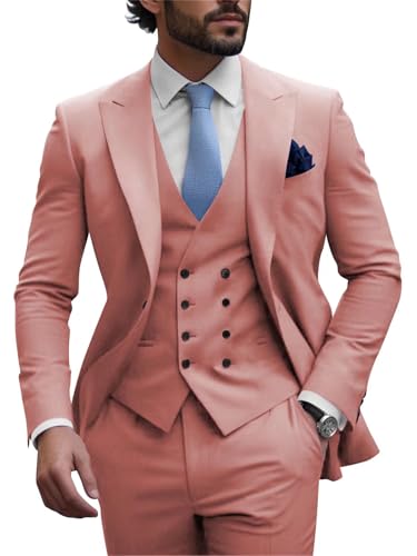 Mens 3 Piece Suits for Men Slim Fit Double Breasted Suit Men Wedding Prom Suits