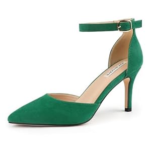 JOY IN LOVE Closed Toe Heels Pumps for Women 3IN Stiletto Pointed Toe Ankle Strap Heels