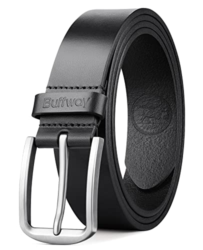 Buffway Mens Belt Full Grain Genuine Leather Belts for Men Casual Jeans or Dress with Gift Box 1 3/8