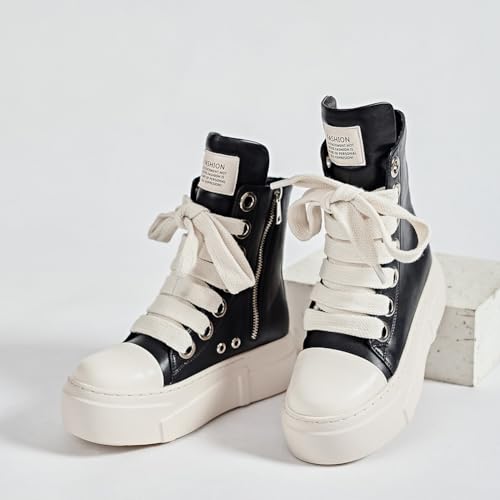 Women's High Top Platform Sneakers Pu Leather Comfort Ankle Boots Zipper Fashion Tennis Chunky Shoes Sneaker4