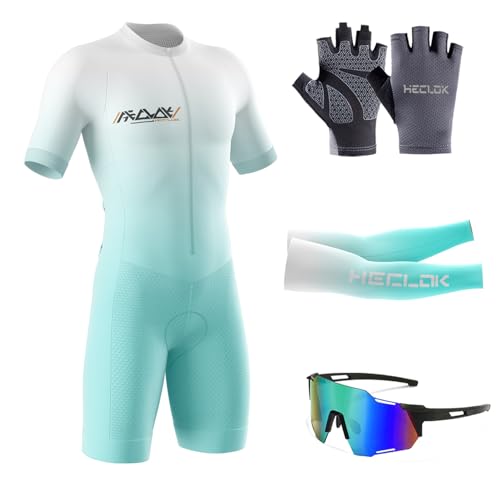 Triatlón Triatlón Triatlón de Manga Corta para Hombre，Traje de Natación para Bicicleta，Traje de Ciclismo Acolchado de una Pieza para，Ciclismo,Carrera,Natación (TYP 12,L)