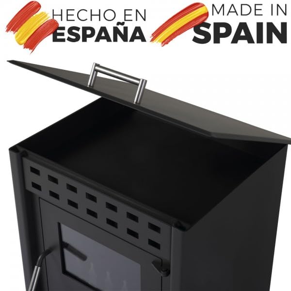 Estufa de leña grande modelo B 14.3 Kw | Chimenea rustica de leña | Estufa de leña clásica para salón salida de humos trasera