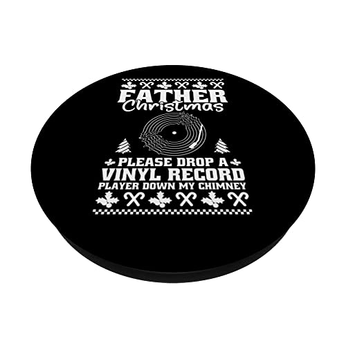 Vinyl Xmas Disc - Lp Record Vinyl Christmas PopSockets Swappable PopGrip, Black - Image 2