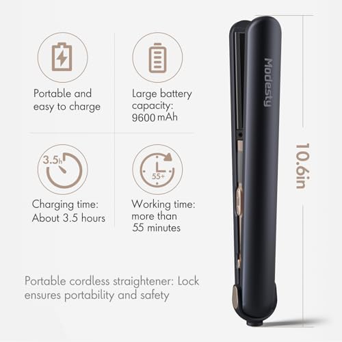 Modesty HLQ-003 2-In-1 Cordless Hair Straightener And Curler, Cordless Travel Flat Iron thumb #1