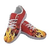 Jeiento Orange Fire Flame Walking Shoes for Men Women Halloween Bat Sneakers Lightweight Mesh Trainers Spider Web Orange Sneaker for Jogging Hiking Driving,US 8