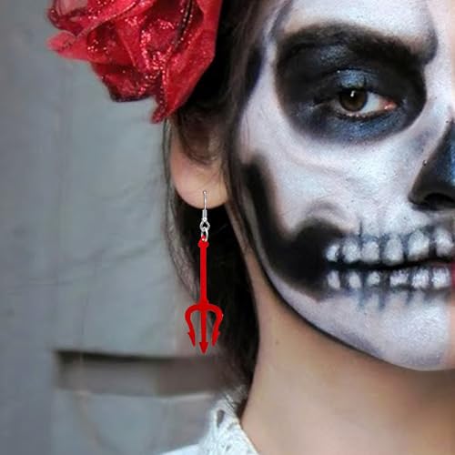Devil Earrings Halloween Earrings Dangle Red Devil Accessories for Women with Lightweight Devil Pitchfork as Girl Halloween Costumes Jewelry Fun Spooky Earrings as Halloween Christmas Gifts2