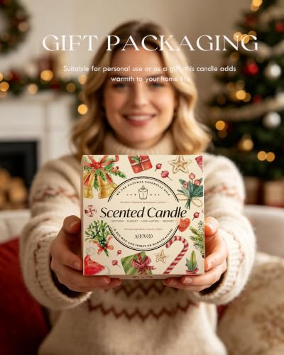 Image of AOOVOO Christmas Candles - 4 PC Scented Candle, 28 oz Soy Candles, Soy Candle for Home Scented,Siberian Fir /Balsam Cedar /Cinnamon Rolls /Hot Cocoa