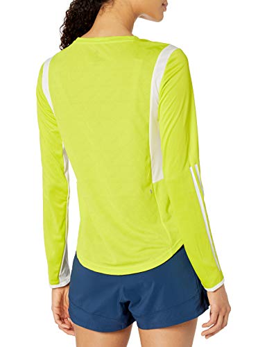 adidas Women's Own The Run 3-stripes Long Sleeve, Acid Yellow/White, Medium