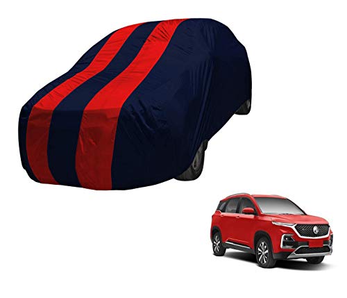 Image of Auto Hub Car Cover Compatible with MG Hector with Mirror Pocket,Triple Stitched, Weather Proof, MG Hector Car Cover- Navy-Red
