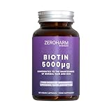 ZEROHARM Biotin 5000mcg – Pflanzliches Biotin aus natürlichen Extrakten – Vitamin für Haare, Haut und Nägel – Liposomale Absorption – Mit echten Lebensmittelzutaten – 180 Stück (1er-Packung)