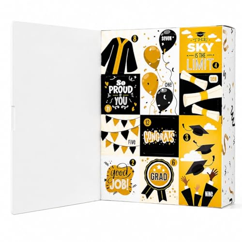 Lethargic Graduation Gift Advent Calendar Empty Fillable Box 12 Day Countdown Surprise Box with Compartments DIY Graduation Gift for Friends Family (1 Pc)