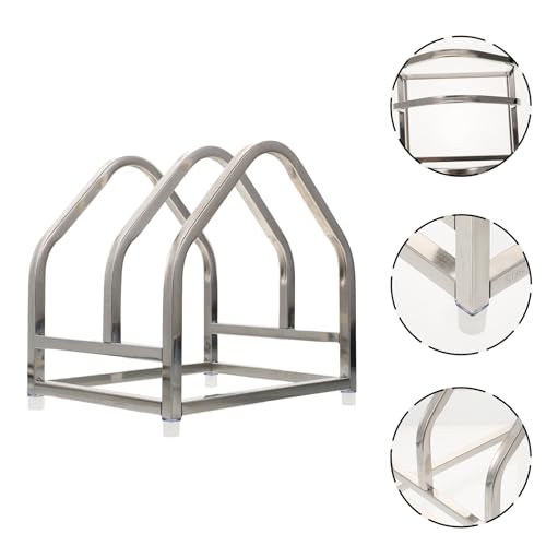 Soporte para tabla de cortar de acero inoxidable antideslizante con 2 capas 7