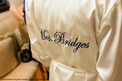 Personalized Mrs. Satin Bridal Robe - White Wedding Robe for Bride to Be4