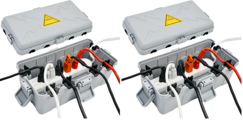 Image of Hrensaw Medium Outdoor Electrical Box(10.6x5.5x4.5inch),Weatherproof Connection Box w /6 Cable Entry,IP54 Waterproof Extension Cord Cover Protect Power Strip,Timer,Plug,Holiday Lights,Grey (Pack of 2)