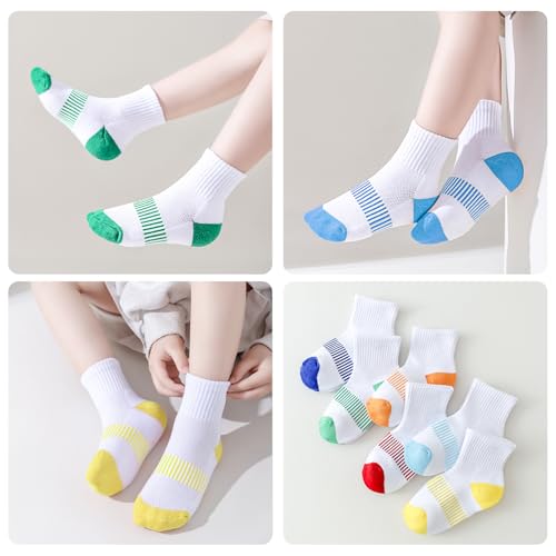 Mini angel Kids Athletic Socks Cushioned Boys Ankle Socks Breathable Mesh Girls Quarter Sock Youth Cotton Sports Sock 6 Pack3