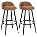 WOLTU 2X Taburete Alto de Cocina Taburete de Bar con Reposapiés Tapizados en Cuero sintético Silla Alta Bar de Metal Marrón BH327br-2